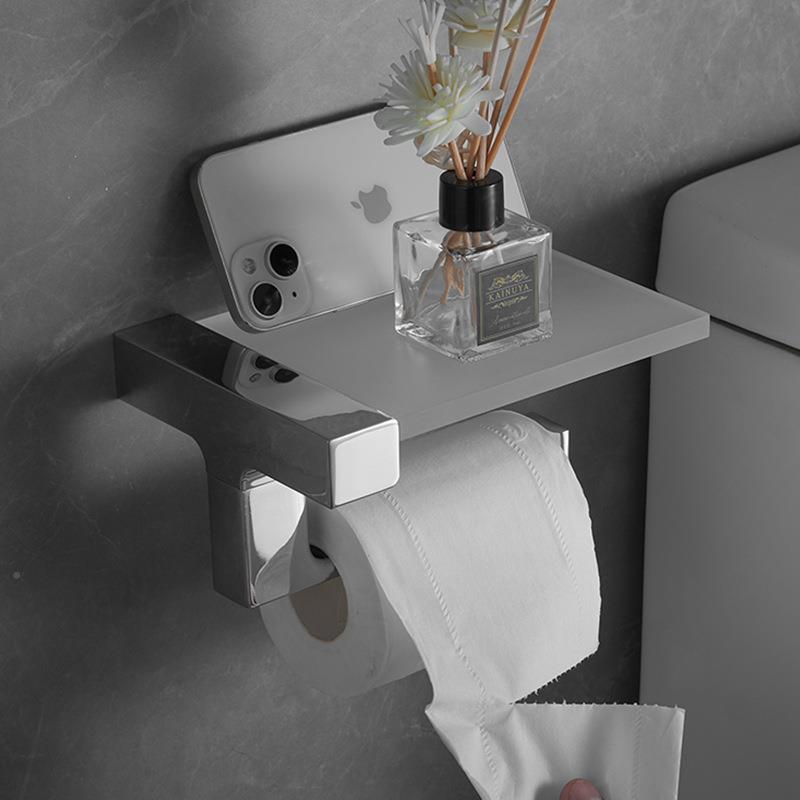轻奢卷纸架浴室卫擦生间锌挂纸合金314巾架手纸巾架手机置物壁收