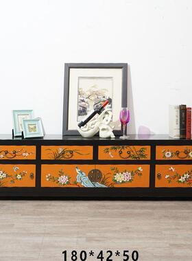 意中式全实木网红29718电视满柜家客厅木复古彩绘用立柜直销现榆