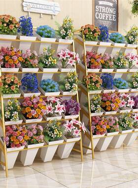 轻奢铁艺多花店花架可移花花动阶梯式鲜桶收ZOP纳架展层示架卉置