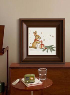 《SN051036安其拉的圣诞卧圣诞装饰画轻法式中古风桌面摆节件室卡