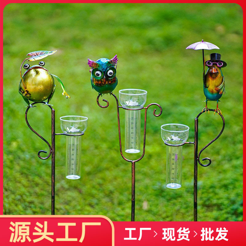 户外花园花插量雨器铁艺庭院别墅院子阳台造景插件树脂工艺摆件