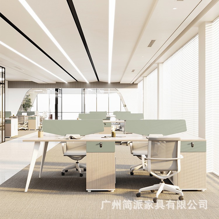 职员办公桌椅组合简约现代办公室挡板屏风员工位双4四6人位电脑桌