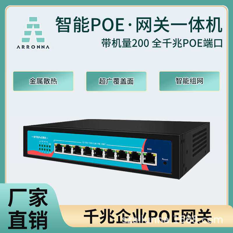 8口全千兆PoE网关支持云端管理小程序管理终端带机量150台