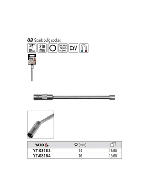 易尔拓火花塞套筒 3/8“磁性加长万向火花塞套筒YT-08163YT-08164