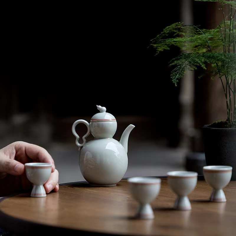 草木灰美泸酒具一壶六杯套组陶瓷酒壶酒杯整套仿古分酒壶礼盒装