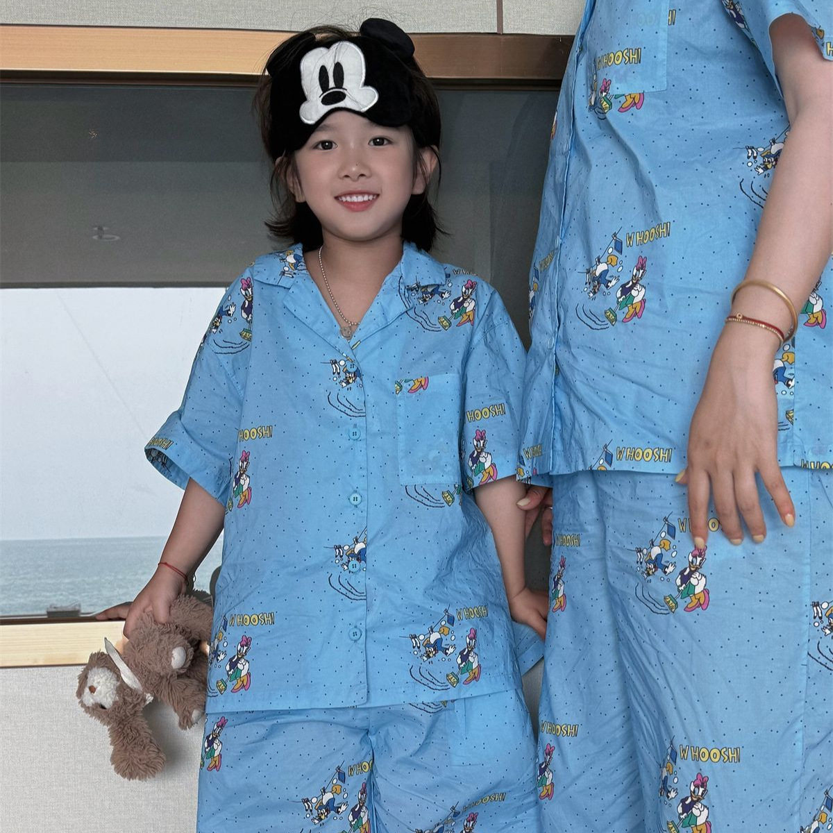男童2026新款亲子卡通印花家居服夏季儿童短袖长裤睡衣潮