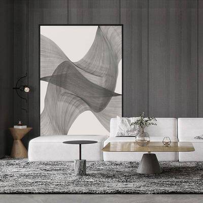 交织后现代线条玄关装饰画餐厅壁画北欧黑白落地客厅极简抽象挂画