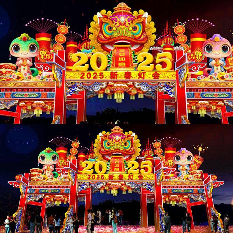 大型拱门造型春节元宵花灯通道亮化装饰2026节日广场公园景区布置