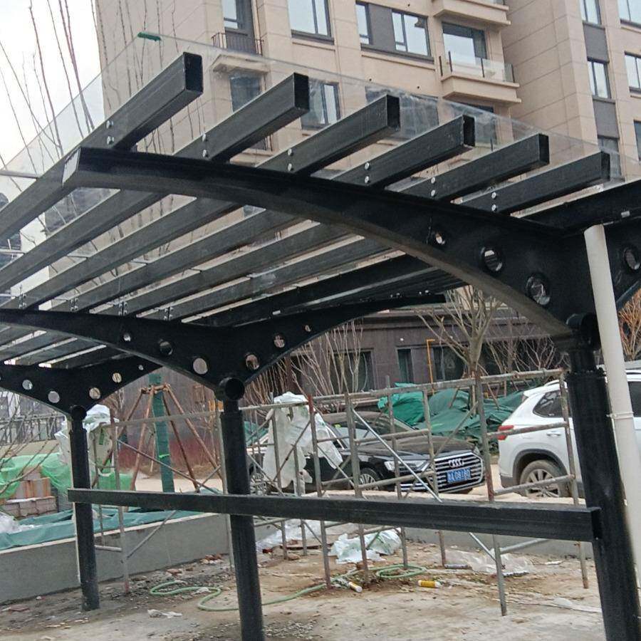 膜结构耐力板车棚户外小区遮阳棚露天停车棚采光棚钢结构车棚