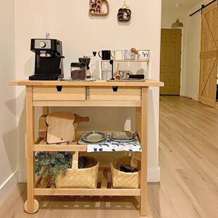 夫洛亚厨房推车实木置物架可移动桌子切菜桌操作台落地桌