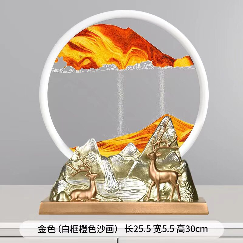 现代桌面创意3D沙漏流沙画摆件玄关书房客厅办公室店铺茶室装饰品