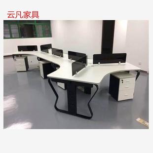 职员办公桌 简约多人工作位 PVC封边板式带屏风员工办公桌
