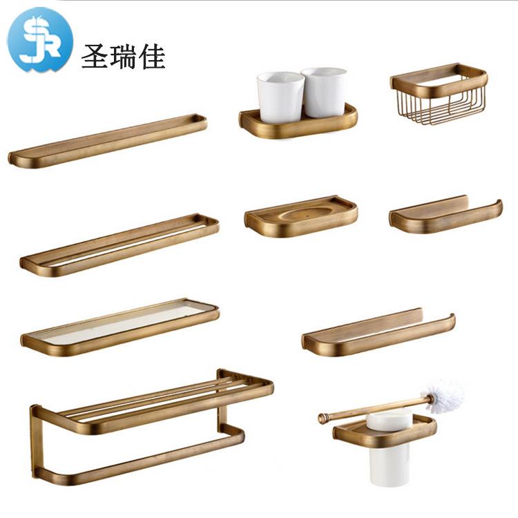 圣瑞佳欧式仿古铜浴巾架 浴室架方舟壁挂纸巾架欧式仿古铜浴巾架