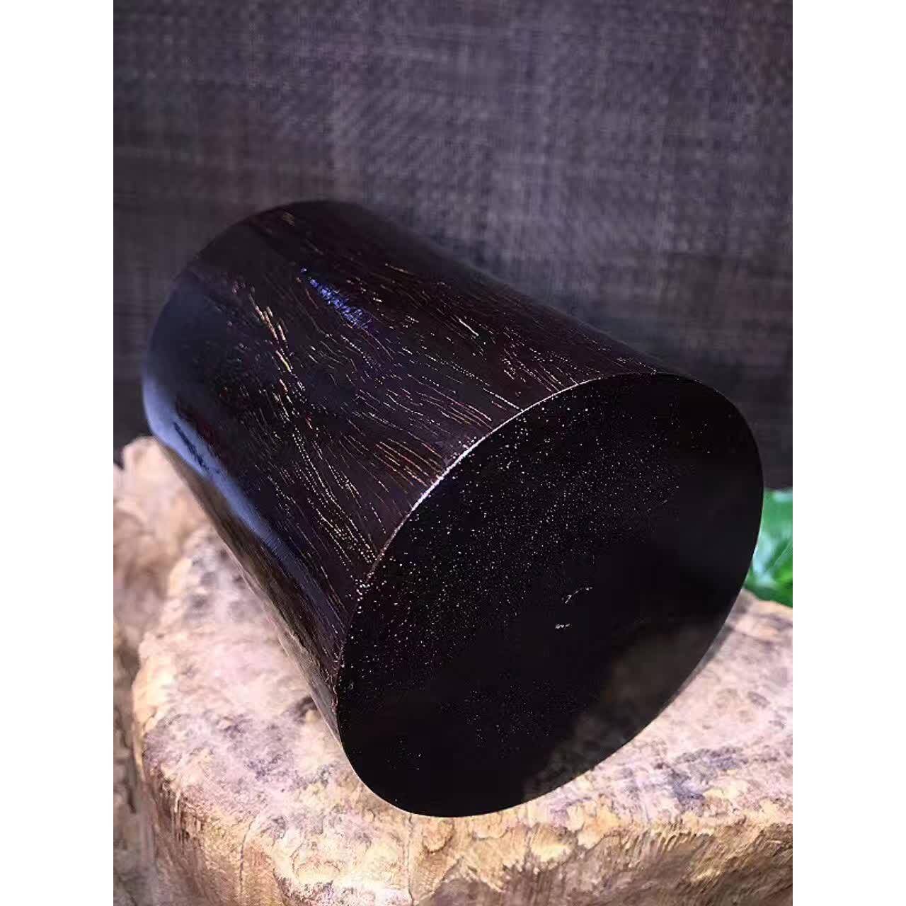 印度小叶紫檀拆房老料爆星笔筒 一木挖手工制作精细流畅9.2*7.2cm