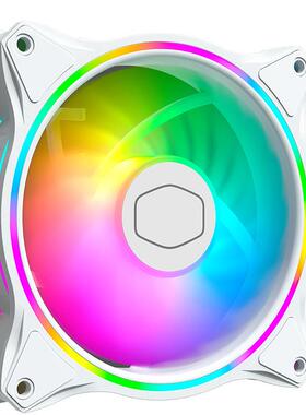 酷冷至尊MF120halo白色机箱风扇 12cm 5VARGB台式电脑静音风扇PWM