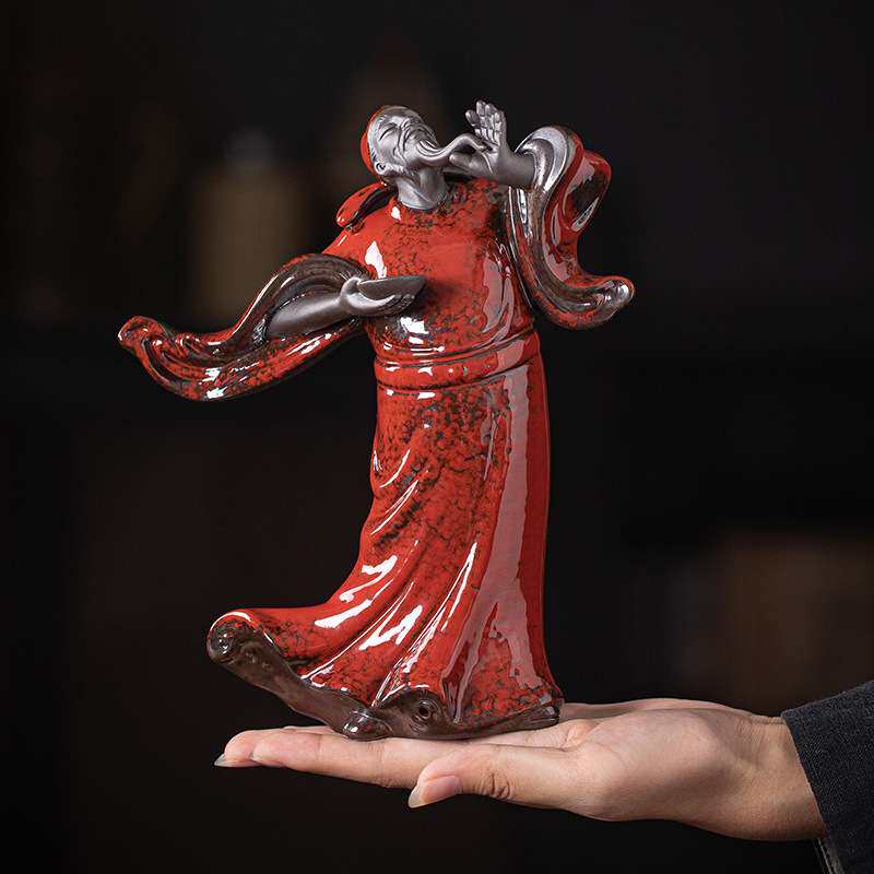 中式复古陶瓷工艺品历史人物李白家居博古架书房桌面装饰诗仙太白