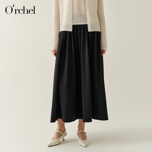 Orchel/欧榭丽2026新款羊毛混纺半身裙高腰显瘦通勤中长A字裙