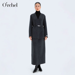 Orchel/欧榭丽轻奢高知气质质感优雅淑女绵羊毛时尚套装两件套