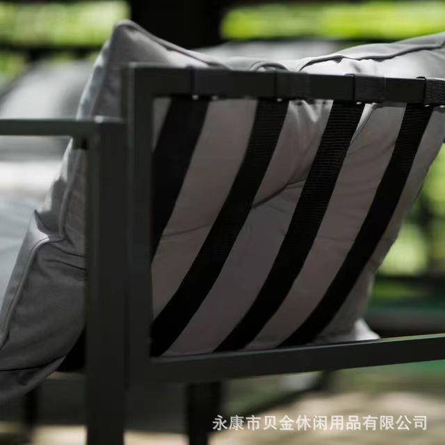 户外沙发四件套铁艺便携织带椅带棉垫户外家具沙发茶几组合休闲椅