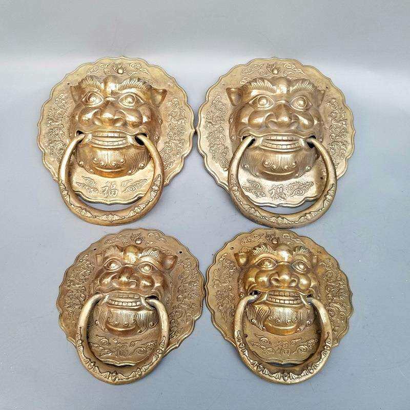 大号铜门环狮头门把手拉环柜门拉环妙音铜艺铜器工艺品装饰摆件