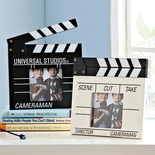 相框摆台个性创意电影场记板6寸简约男孩房装饰相架家居饰品摆件