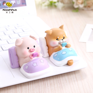 车内饰品摆件网红汽车中控台不要焦虑路怒症止怒可爱小猪柴犬摆件