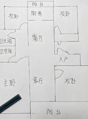 户型图在线分析店铺办公室住宅家居布局看房子选房屋装修缺角摆件