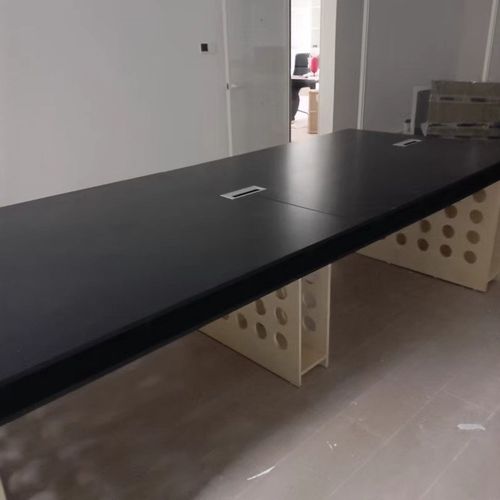 大会议桌长桌实木电脑桌洽谈桌工作台洞洞办公桌设计师海洋板黑色