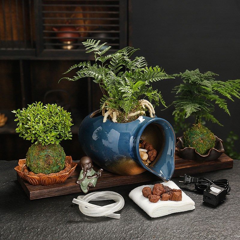 生态缸古法鱼缸陶瓷罐开口循环流水配件庭院花园造景循环过滤摆件,家居饰品,流水摆件,淘宝优惠券,粉丝福利购,淘宝优惠卷