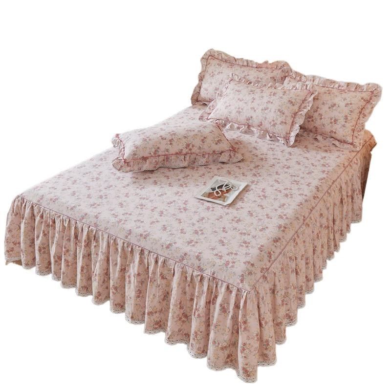 新款全棉韩版印花公主风床裙套件纯棉公主风花边床罩床单四件套夏,床上用品,床裙,淘宝优惠券,粉丝福利购,淘宝优惠卷