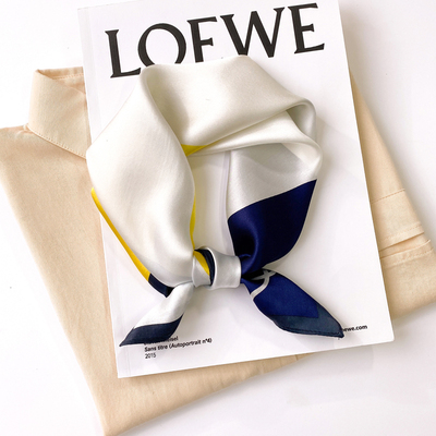 真丝桑蚕丝渐变色小方巾丝绸丝巾女百搭春秋搭配衬衣薄围巾50x50