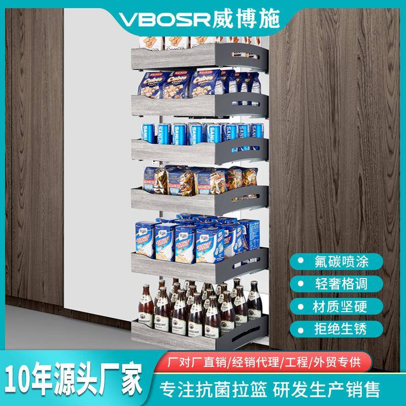 六层仓平篮 不锈钢板氟碳喷涂饮料收纳置物架大怪物六层高柜拉篮