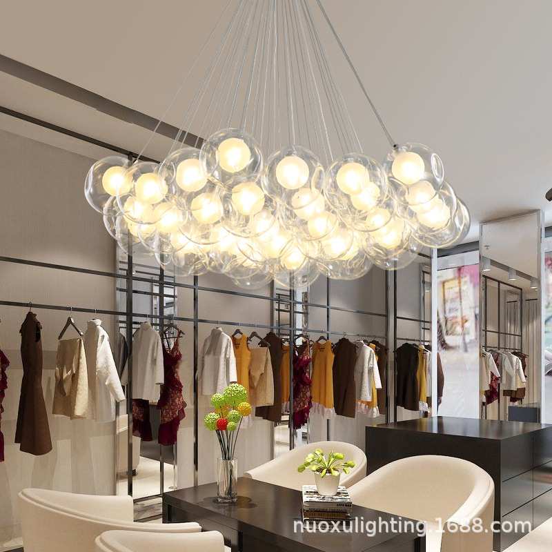 北欧网红玻璃球泡泡吊灯服装店女装店铺餐厅装饰灯吧台儿童房灯具