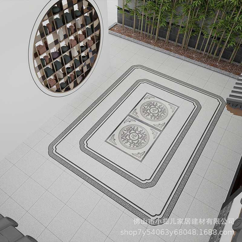 新中式地铺石3.6米宽无限拼花庭院地砖别墅花园户外防滑拼图瓷砖
