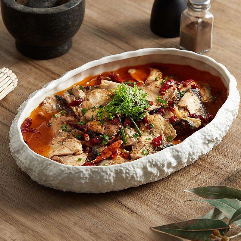 陶瓷酒店海鲜龙虾新款纹所鱼盘家用深蒸2025盘轻奢大号岩石会刺身