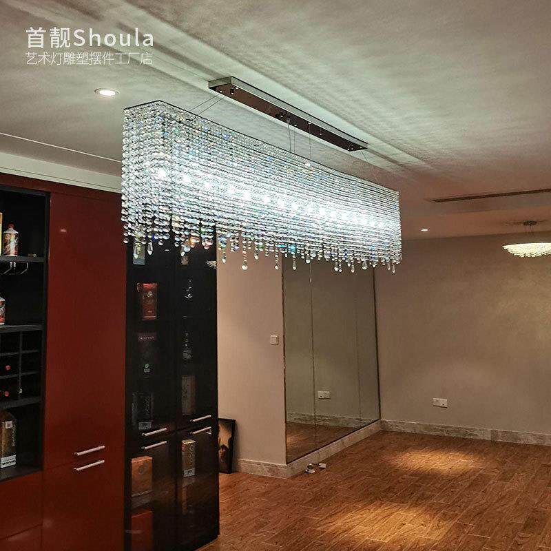 进口埃及水晶吊灯长方形餐厅餐桌酒店设计师感吧台导台轻奢别墅灯