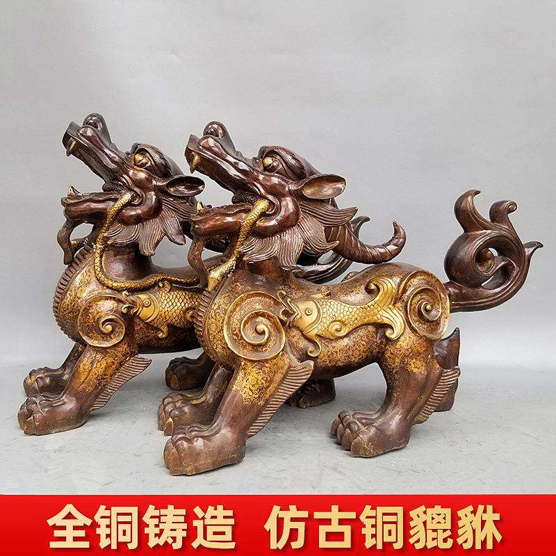 大号仿古铜貔貅一对铜皮丘天禄独角兽朝天吼家居装饰用品摆件