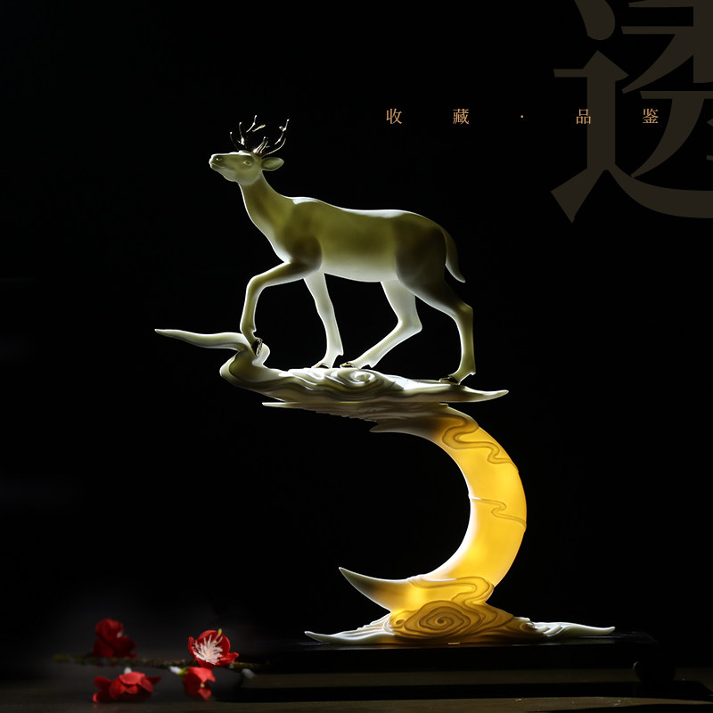 陶瓷招财鹿摆件 新中式家居客厅博古架酒柜电视柜装饰艺术工艺品,家居饰品,装饰摆件,淘宝优惠券,粉丝福利购,淘宝优惠卷