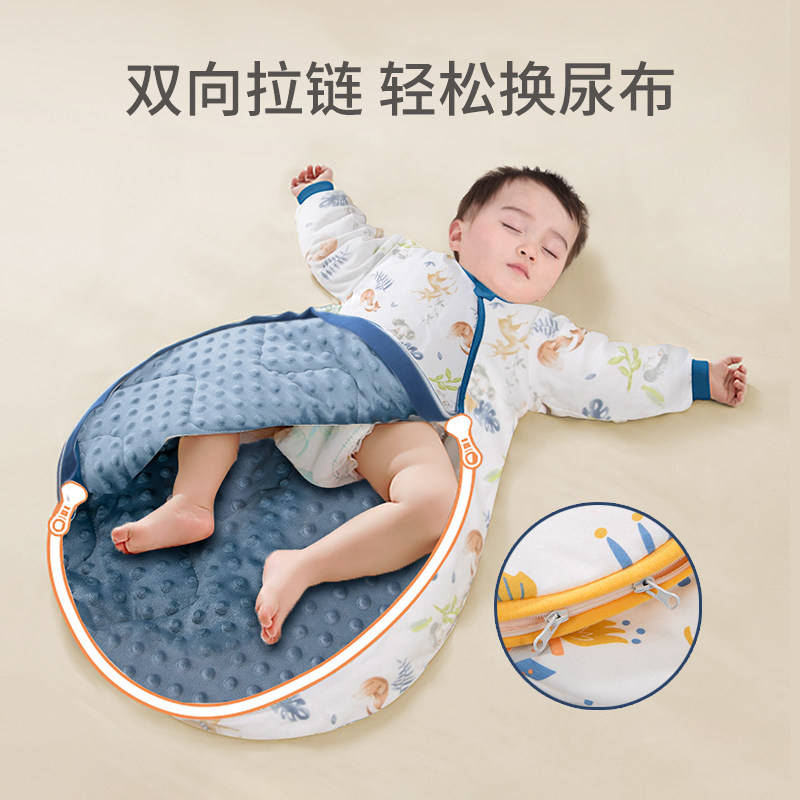 婴儿睡袋春夏季薄款儿童防踢被神器一体式宝宝睡袋纯棉秋冬季加厚