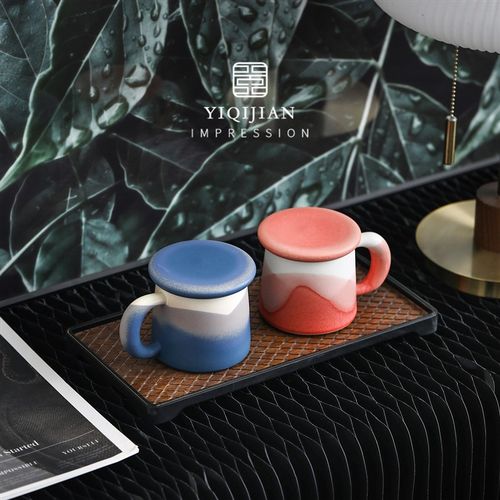 心有山海系列情侣杯子高级感一对新婚礼物对杯陶瓷马克杯水杯带盖