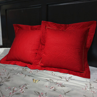 婚庆大红60x60床头靠垫套全棉贡缎夹棉大靠背垫抱枕套沙发靠枕套