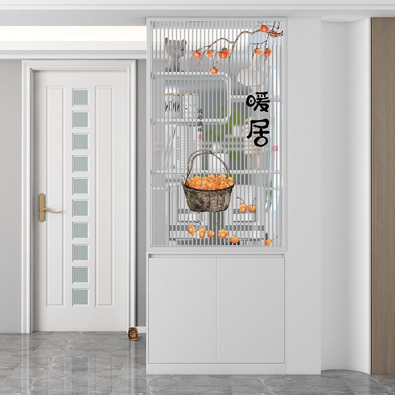 卫生间半墙屏风隔断柜客厅艺术画玻璃奶油风洗漱台置物架入户玄关,住宅家具,座屏,淘宝优惠券,粉丝福利购,淘宝优惠卷