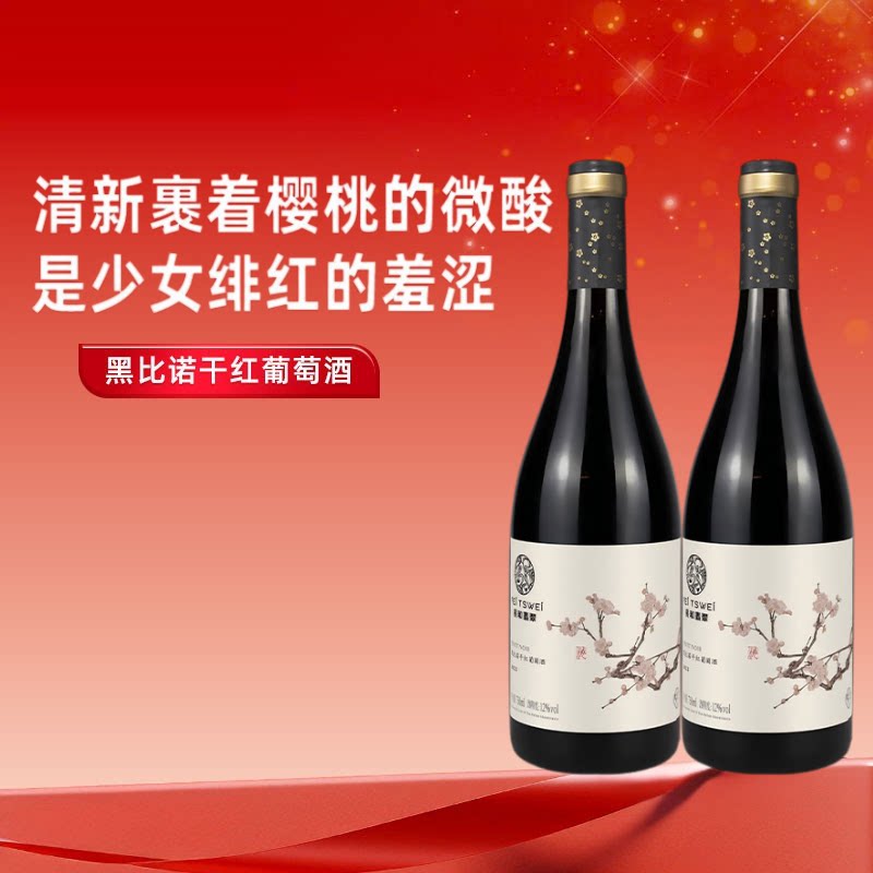长和翡翠黑皮诺干红葡萄酒 双支装 黑比诺红酒宁夏贺兰山东麓