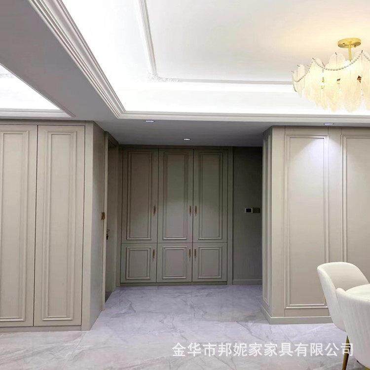 金华义乌市全屋定制衣柜厨柜美式轻奢风烤漆一门到顶隐形门工厂