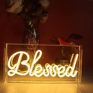 福彩灯箱LED霓虹灯标志夜灯用于派对桌卧室家庭生日艺术装饰