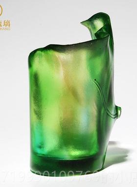 高档琉璃荷花笔筒送导领女高档生日礼意水晶装饰品物办公室桌创面