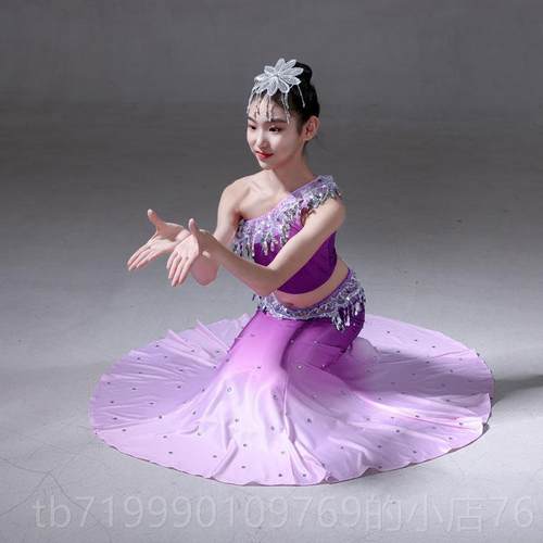 高档傣族习舞蹈服装表演儿童和孔女孩艺术考试练裙身练习修裙表演