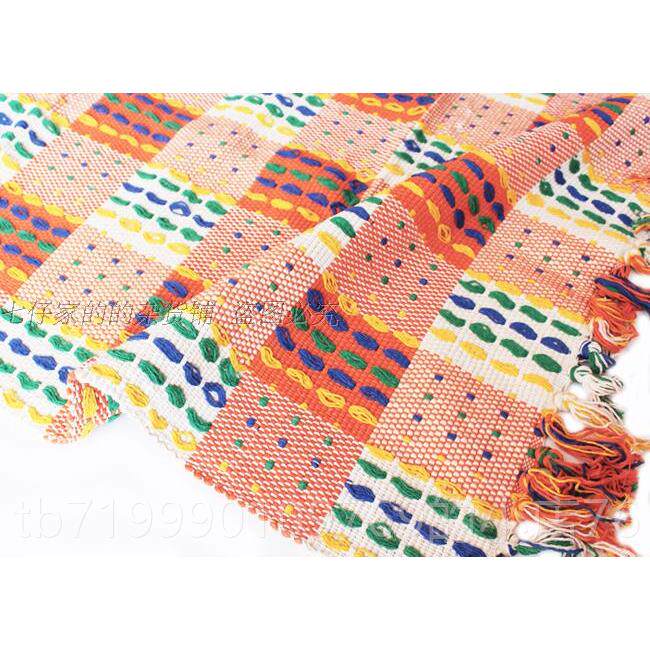 高档棉线编织流苏地毯卧室床前垫地垫窗桌垫发桌旗布民族风布艺飘