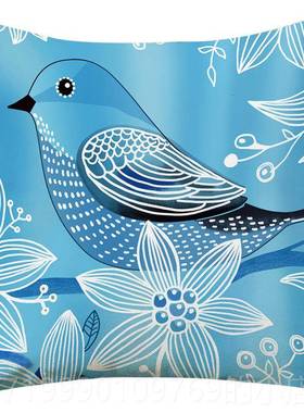 高档清乡村田园花腰鸟靠公垫棉麻抱新枕套沙发靠垫床头靠包办室枕