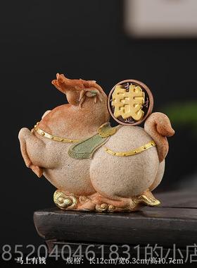 高档新中式马摆件家马上有钱治愈办室桌面解神器居公装饰压品生日